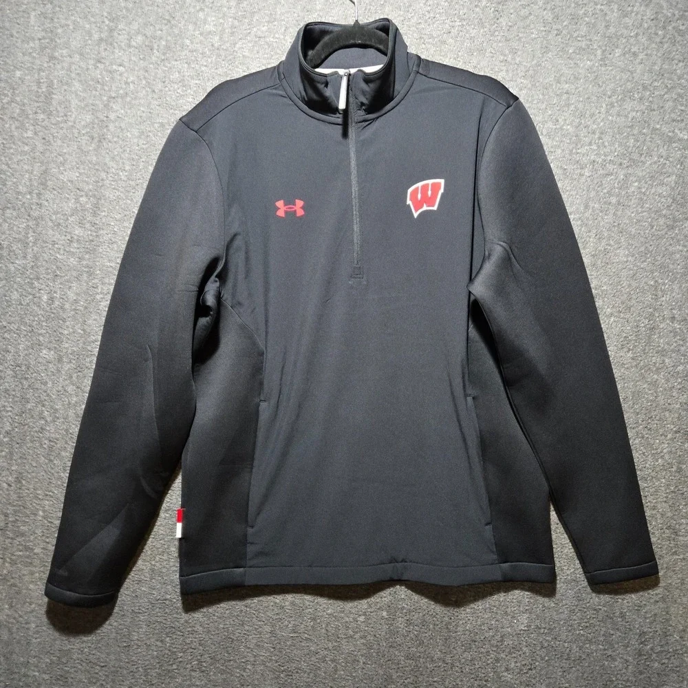 Under Armor Storm Drive Hybrid 1/4 Zip Sweater University Wisconsin Madison Sz M